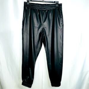 Faux Leather Joggers Black by C by One  Large